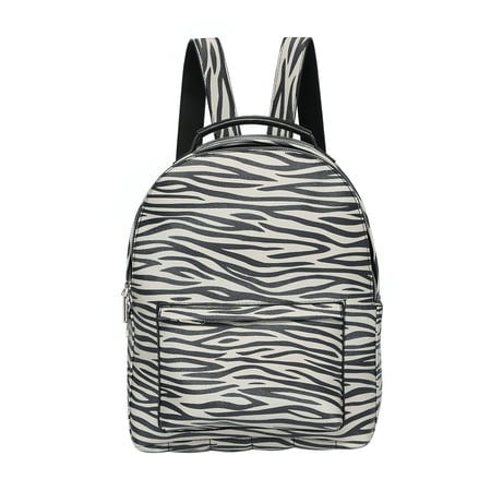 Daisy Rose Backpack Bag - Luxury PU Vegan Leather - Grey Zebra