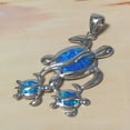 thumbnail image 4 of Paradise Hawaii Gifts Mom & 2 Small Turtle Blue Opal Sterling Silver Necklace Pendant, 18" Chain, 4 of 9