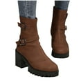 thumbnail image 4 of Tawop Boots for Women Mid-Calf Chunky Heel Buckle Winter Round Toe Fall Boots, 4 of 4