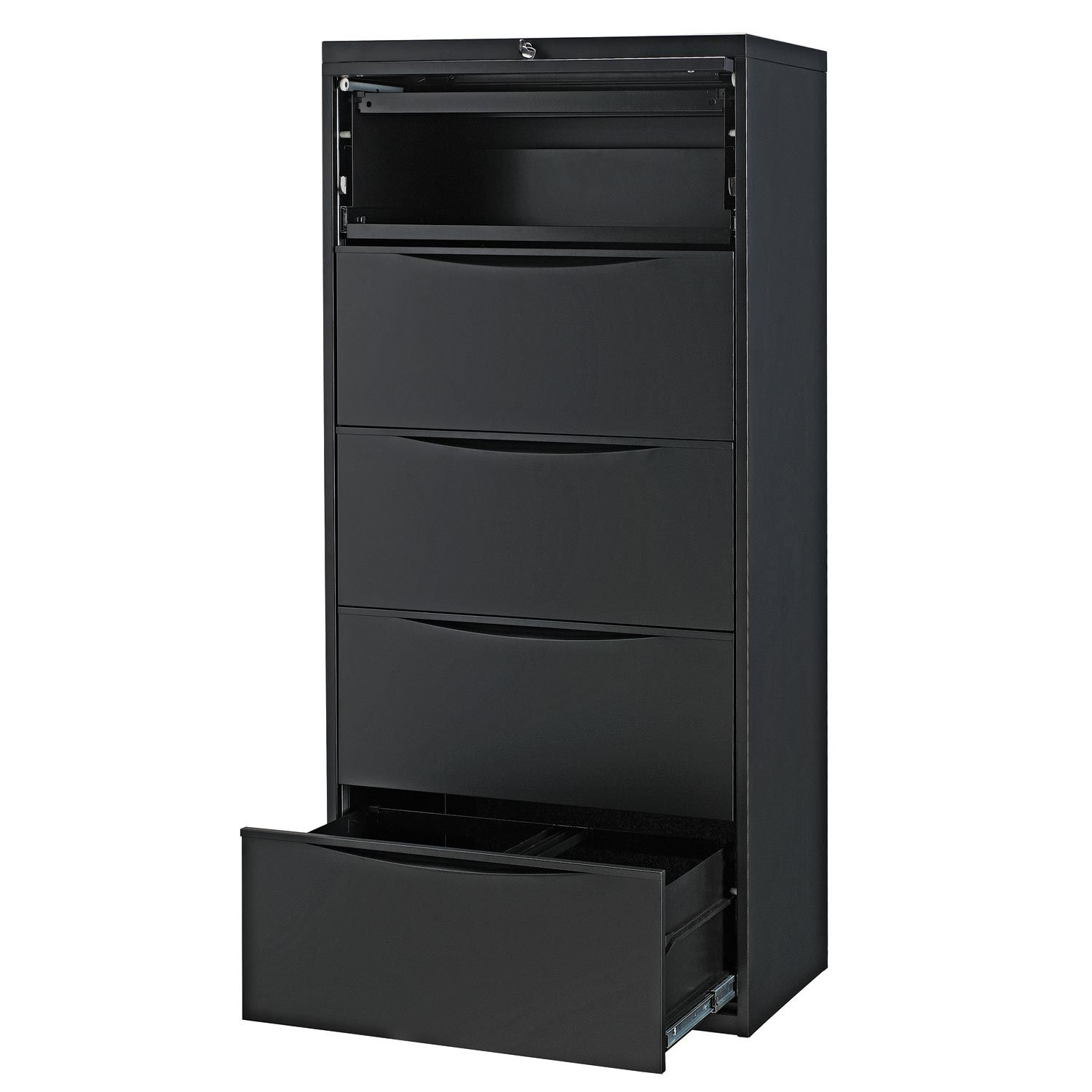 Global Industries 252468BK Interion 30 in. Premium Lateral File Cabinet 5 Drawer, Black - image 2 of 4