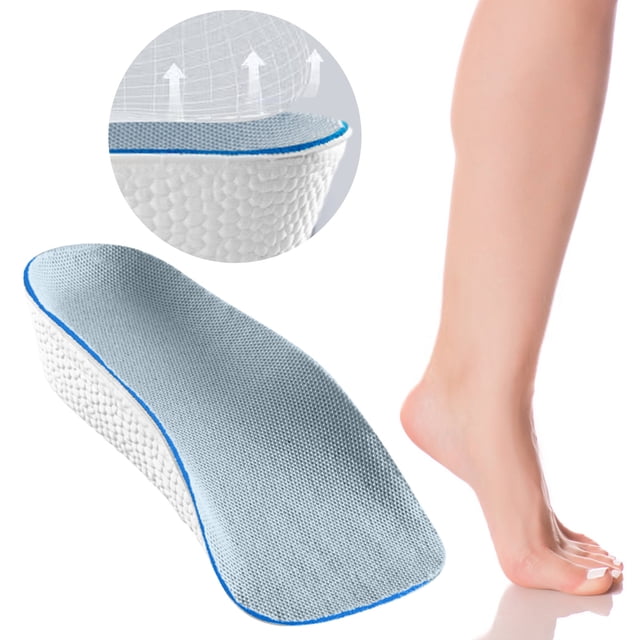 Plantilla ortopédica de soporte para el arco | Medio inserto de absorción de impactos suave y transpirable | Elevación de 3 pulgadas que aumenta la altura | Comodidad para la fatiga del pie y el
