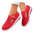 thumbnail image 3 of Linfrsh Fashion Women's Shoes Breathable Slip-on Mesh Outdoor Leisure Casual Sneakers(Red,6.5), 3 of 7