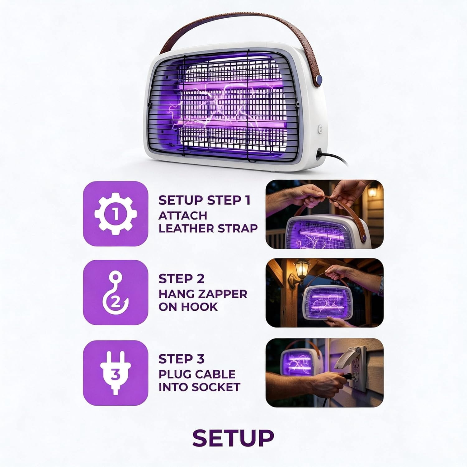 LED Bug Zapper, 12W LED Tube Up to 6 Years, Electric Mosquito Zapper Indoor, 110V-240V Fly Trap Fly Zapper Widely Applicable.