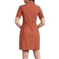 thumbnail image 3 of INSPIRE CHIC Women's Safari Dress Summer Collared Button Down Cotton Belted Shirtdress XL Burnt Orange, 3 of 6