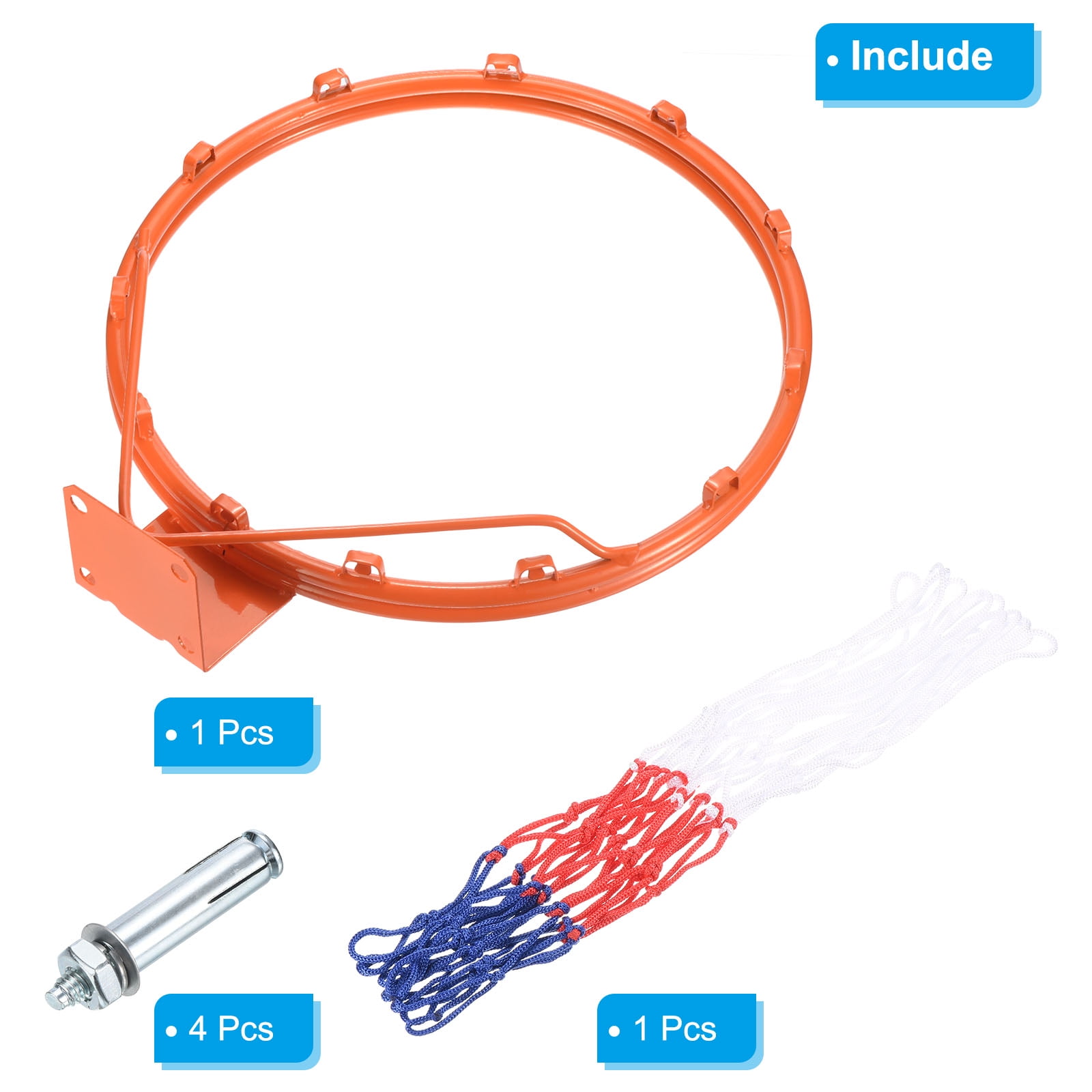 Uxcell 18" Basketball Rim Wall Door Mounted Standard Goal Fit Indoor and Outdoor (Hollow Steel), Orange