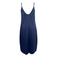 thumbnail image 6 of JIAYUE Women's Dress Solid Color Ankle-Length Casual V Neck Sleeveless Loose Fit Summer Flowy With Slit Stylish Female Dresses, 6 of 6
