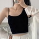 thumbnail image 4 of Camiseta sin mangas corta para mujer, camiseta sin mangas con tirantes, ajustada, irregular, sin costuras, a la moda, para Fitness diario, color negro, 4 of 5