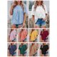 thumbnail image 4 of Jerseys de mujer Blusa floral de mujer Medias mangas acampanadas Camisas sueltas para primavera verano 1 1, 4 of 5