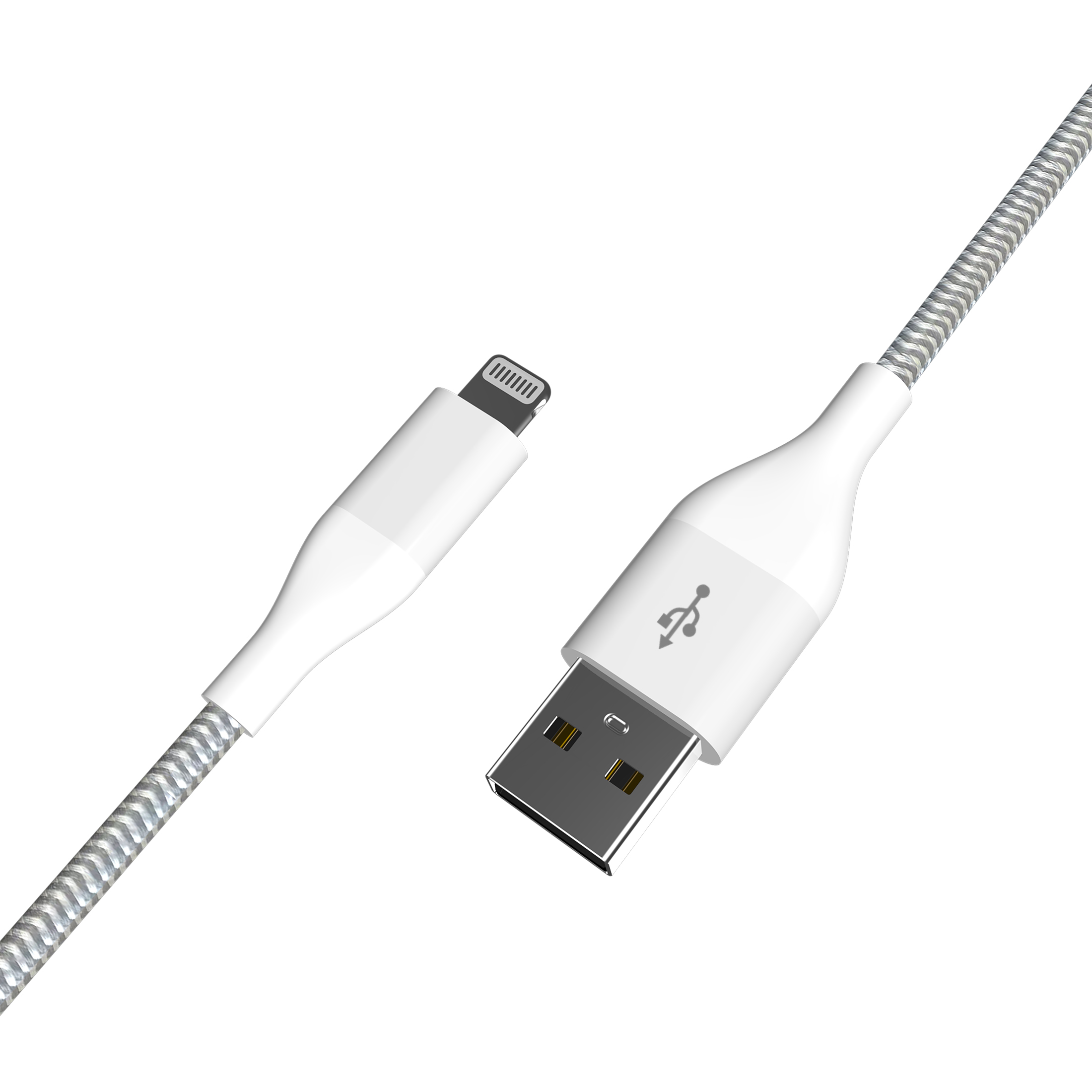 Auto Drive 6ft Lightning to USB-a Charging and Data Cable, Mfi Certificated, Braided, White