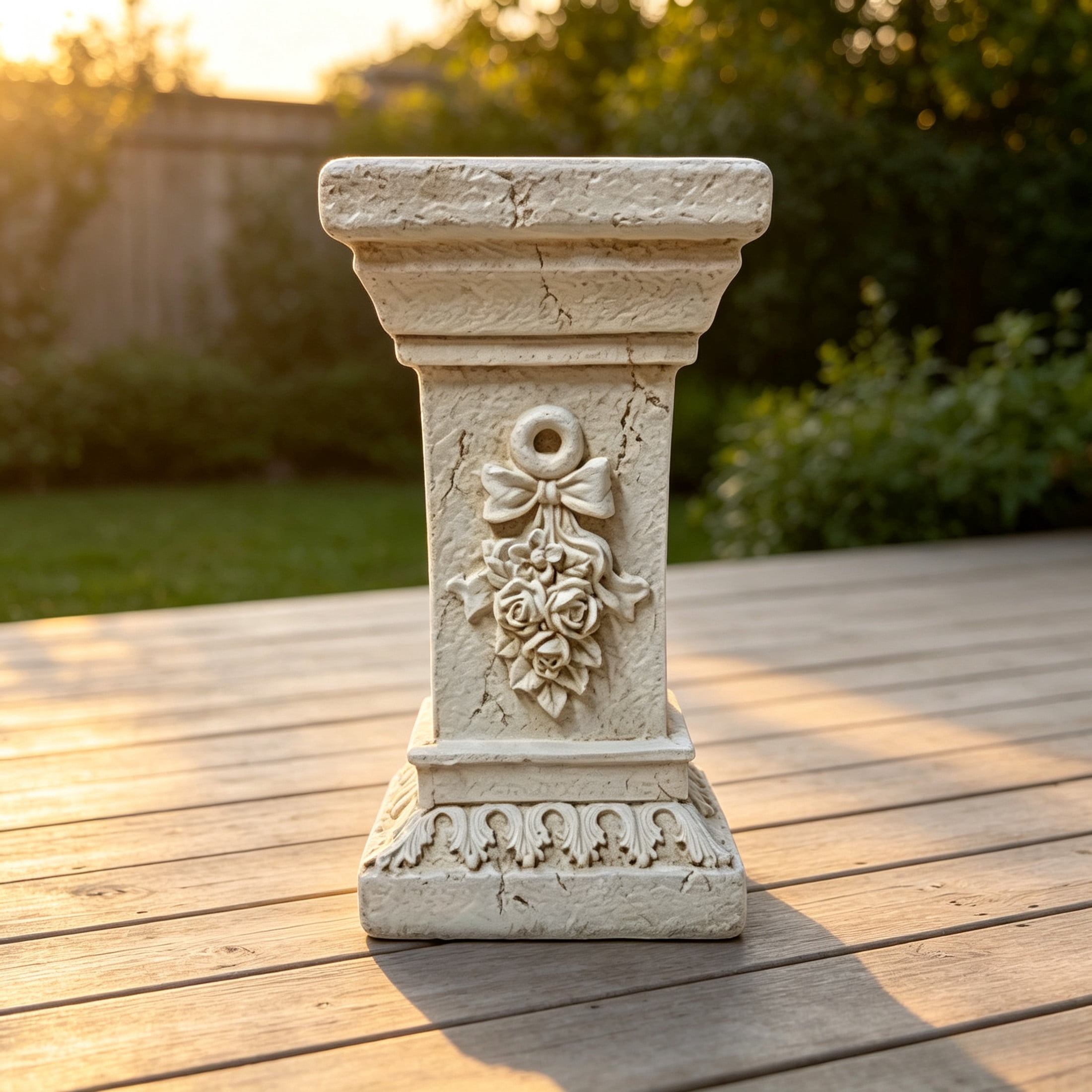 GDF Studio 11" Ancient Greek Style Carved Roman Column Pedestal, Garden Display Stand for Statues & Ornaments