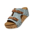 thumbnail image 3 of Domuza Women Wedge Sandals Cork Footbed Sandals Open Toe Buckle Band Platform Wedges Casual Comfortable Summer Dressy Shoes Light Blue 10（EU-43）, 3 of 4