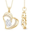 thumbnail image 3 of Rosec Jewels Lab Grown Diamond Heart Pendant with Chain - Double Heart Necklace for Women - Ready to Gift for Valentines Day, 10K Yellow Gold, 3 of 6