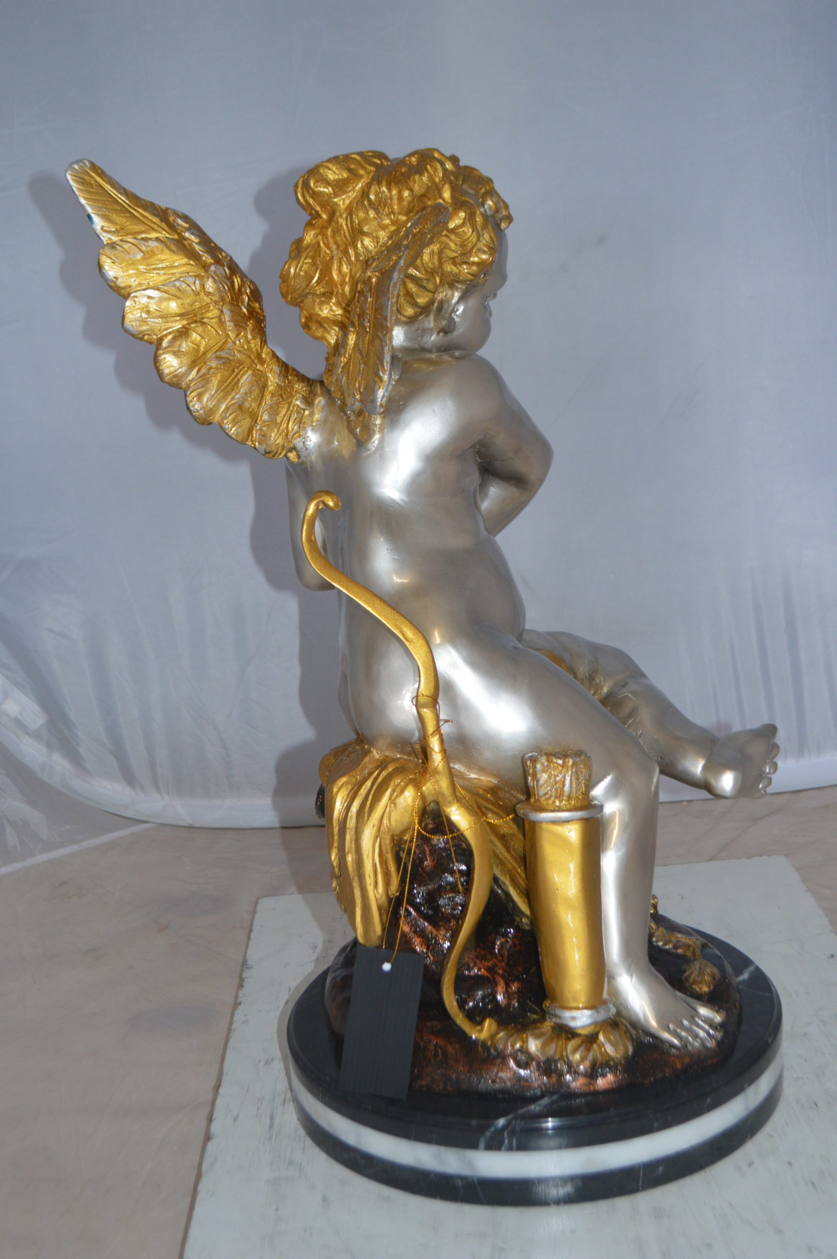 Nifao Cupid Girl On A Rock Bronze Statue - Size: 20"L x 15"W x 25"H. - image 5 of 14