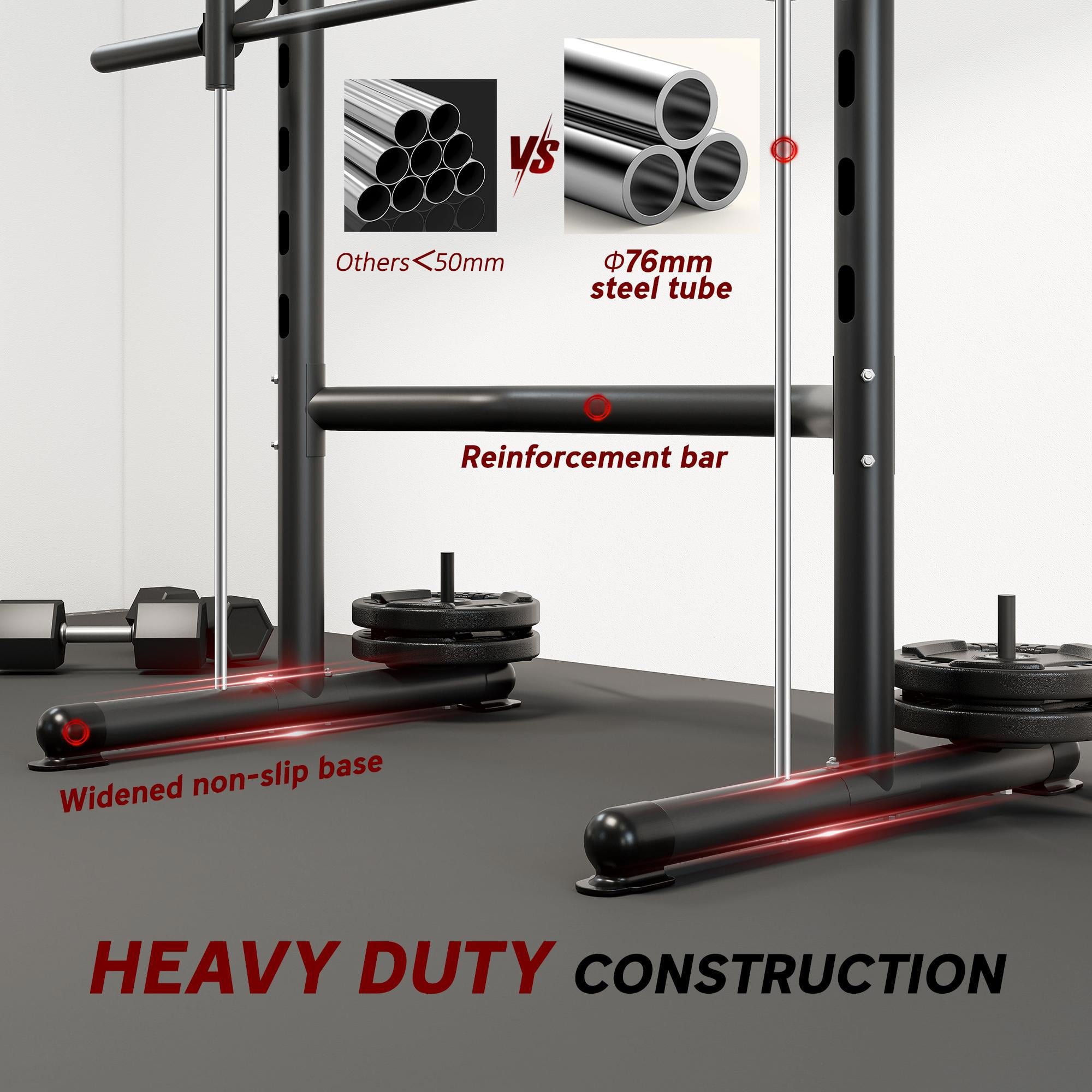 Demi Bonn Multi-Function Squat Rack with Pull Up Bar & Barbell Bar - Adjustable Bench Press Half Rack for Weight Lifting ,Black