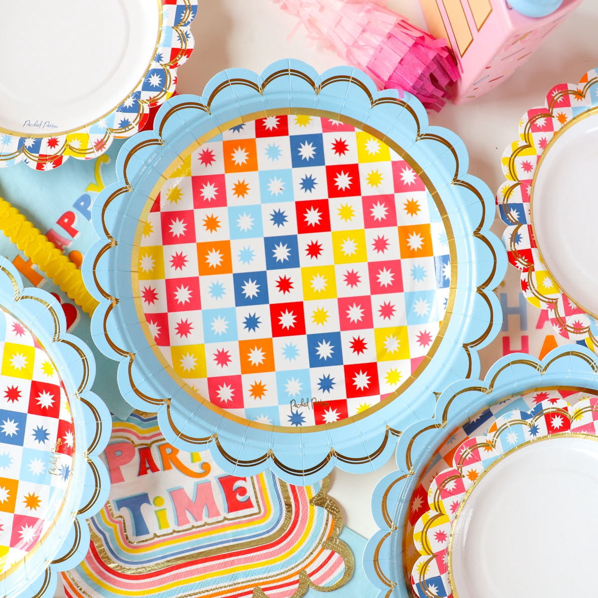Packed Party "Check It Out" Multicolor 9" Dinner Plates, 10 CT