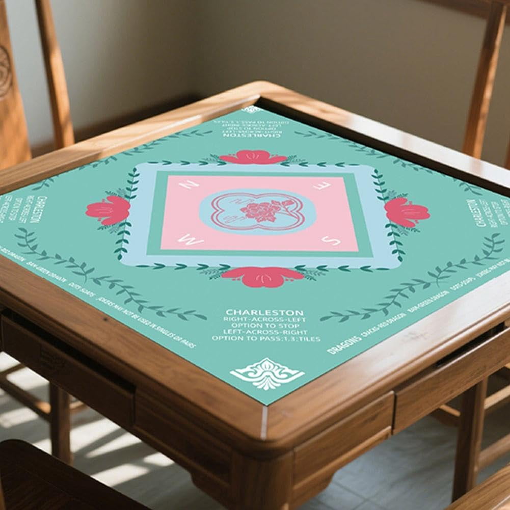 Mini Mahjong Mat, Non-Slip Noise Reducing Game Table Mat for Mahjong Tiles, Portable Rubber Playing Surface for Card Games, Poker, Dominoes and Board Games, Foldable Table Cover for Home Travel