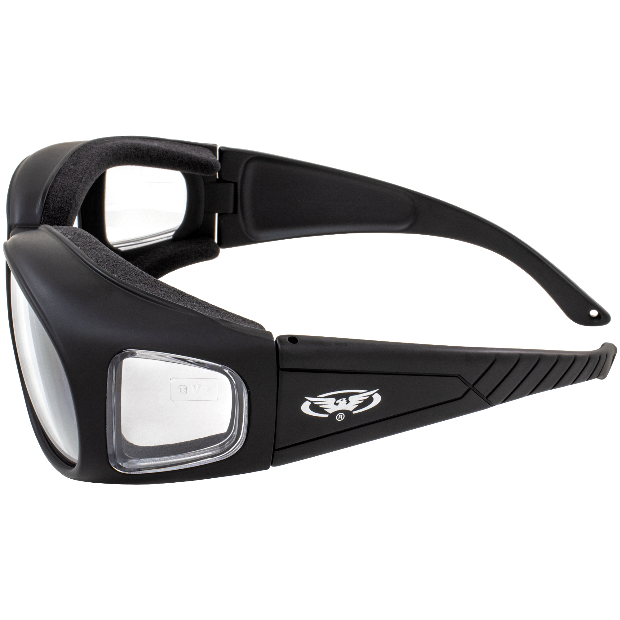 Three (3) Pairs Motorcycle Safety Sunglasses Fits Over Rx Glasses Smoke, Clear, and Yellow Day & Night & Gun Range! Usage Meets ANSI Z87.1 Standards - image 3 of 7