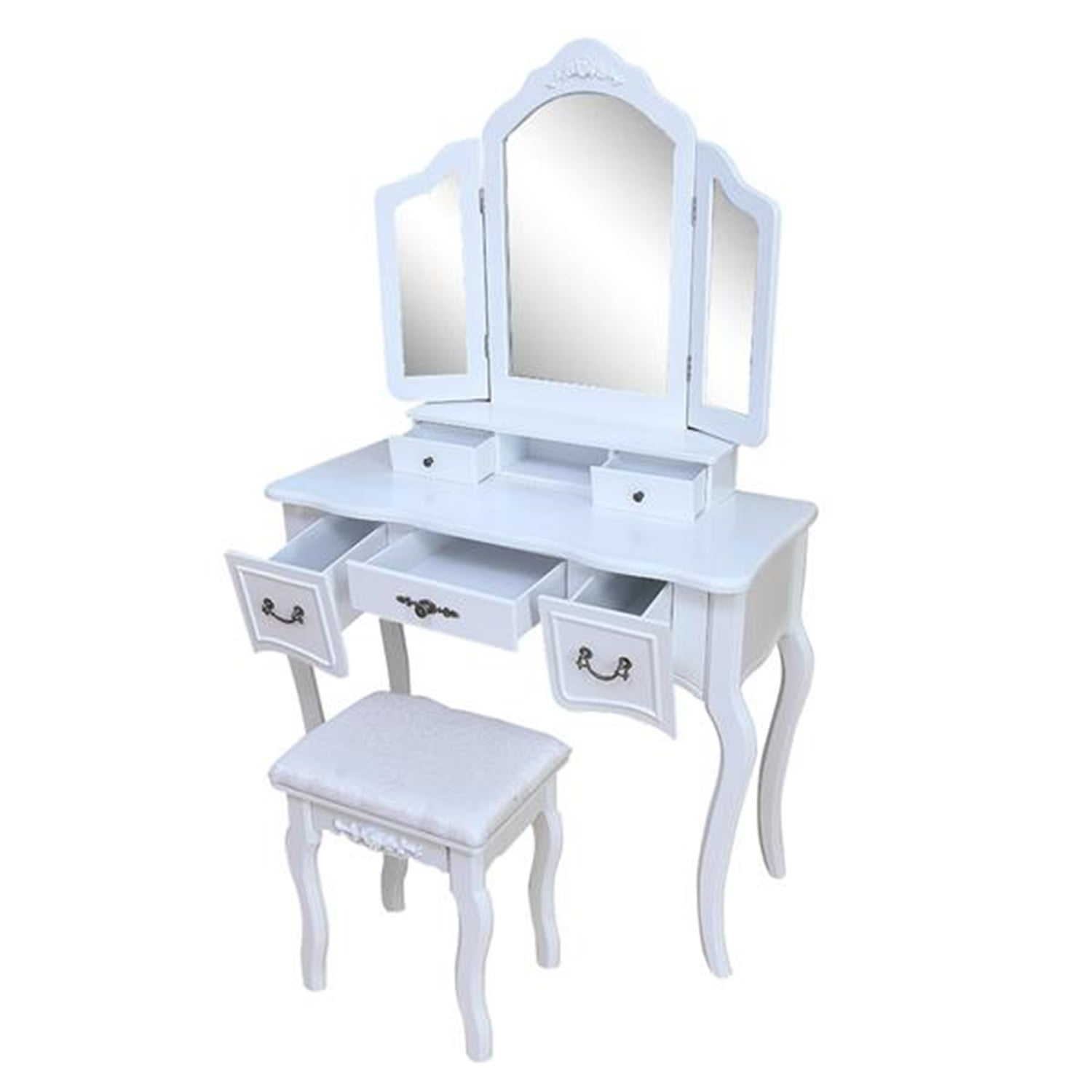 Veryke Makeup Vanity Set Table, Dressing Table With Light Up Mirror And Storage