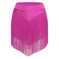 thumbnail image 3 of iiniim Women Latin Jazz Modern Dance Rhinestone Tassel Skirts Figure Skating Costumes Hot Pink S, 3 of 6