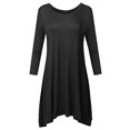 thumbnail image 1 of FashionOutfit Women's Solid Basic Soft Stretch Asymmetrical 3/4 Sleeve Tunic Top, 1 of 5