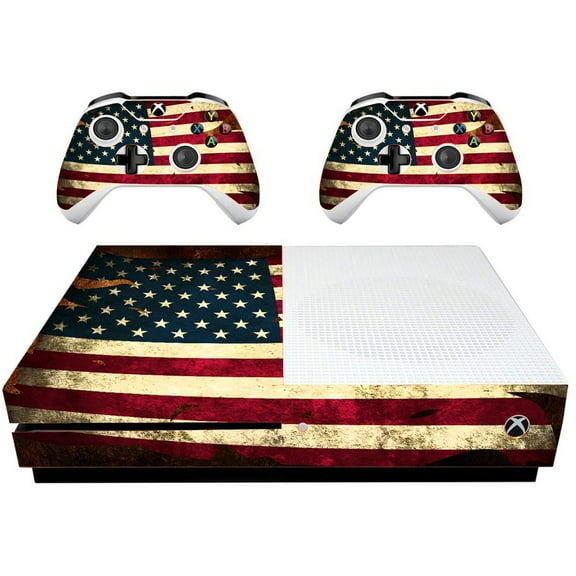 VWAQ Worn American Flag Skin For Xbox One Slim Console and Controllers Wrap To Fit Xbox One S - XSGC12 [video game]