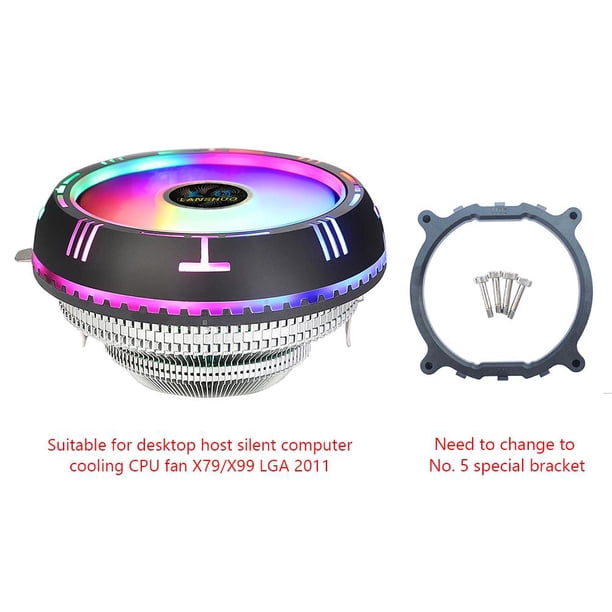 LANSHUO bajo perfil Rainbow RGB CPU Cooler 90mm ventilador para X79 X99 LGA 2011