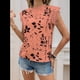 thumbnail image 4 of Blusas de Encaje con Estampado Floral para Mujer, Cuello Redondo, Mangas , Estilo Bohemio, Color Naranja y Rojo, S, 4 of 9