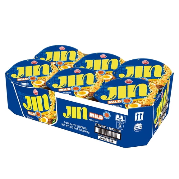 OTOKI Jin Ramen Mild Bowl 3.88 oz (Pack of 6)– Authentic Korean Instant Noodles Smooth & Savory Flavor