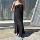 thumbnail image 4 of Vestido Vestido informal para mujer, con abertura lateral, asimétrico, ajuste holgado, cierre de cremallera, traje de fiesta Cgtredaw Negro L para Mujer, 4 of 8