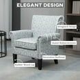 thumbnail image 4 of HOMCOM Fauteuil d'Appoint Rembourré avec Accoudoirs Roulés et Garniture de Clous, Gris, 4 of 10