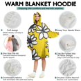 thumbnail image 5 of Yellow Daisy Flower Pattern Wearable Oversized Blanket,Wearable Blanket Hoodie for Adults,Cozy Hooded Blankets with Super Pockets,Super Warm Fuzzy Pullover for Women & Men, 5 of 6