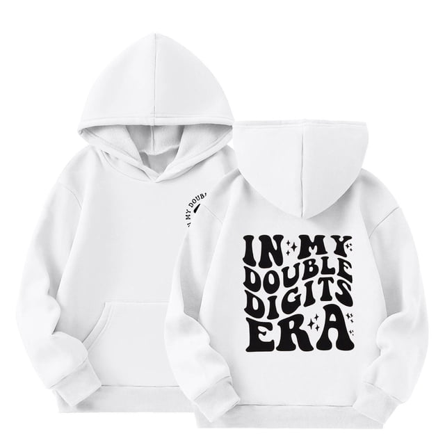 Double Digits Birthday Athletic Hooded Pullover For Girls Sports Jacket With Front Pocket Casual Sweatshirt
