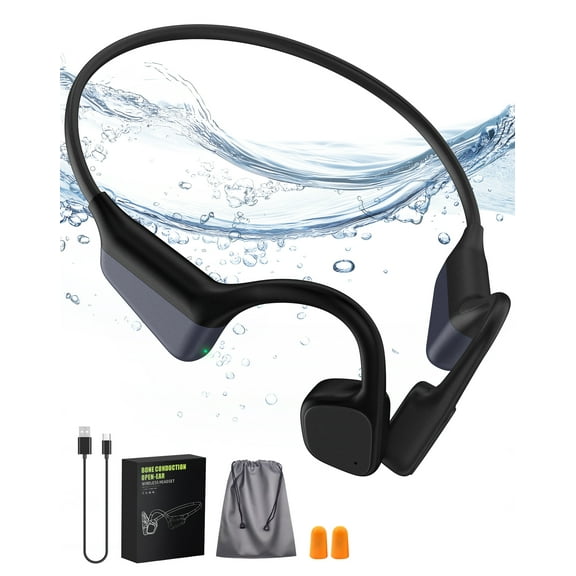 Bone Conduction Headphones 15H Playtime, IPX6 Waterproof Bone Conduction Earbuds, Open Ear Headphones Bluetooth 5.3 Wireless Earbuds with Mic Sweatproof Headset for Running, Cycling