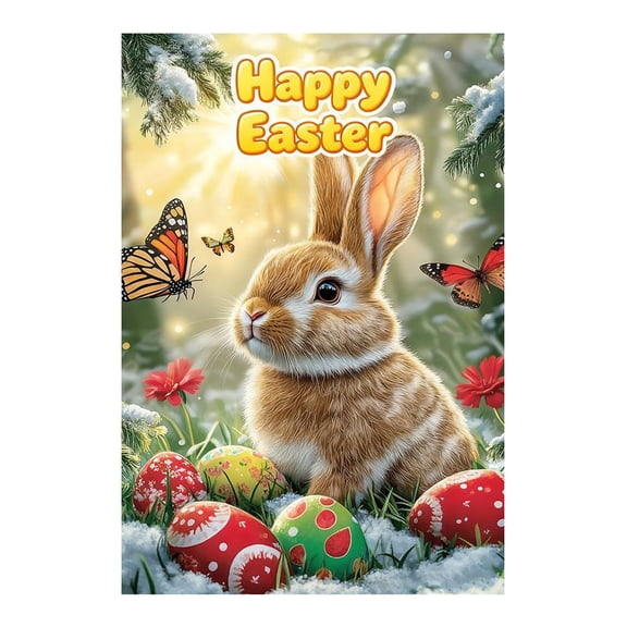 Luoshdecor Easter Door Cover , Cute Bunny Streamer Banner - Large Front Door Cover & Outdoor Holiday Decoration