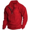 thumbnail image 1 of Playeras De Algodón Para Hombre, Camiseta Deportiva Holgada De Manga Larga Con Cuello Alto Y Cremallera De Un Octavo Para Hombre, 1 of 4