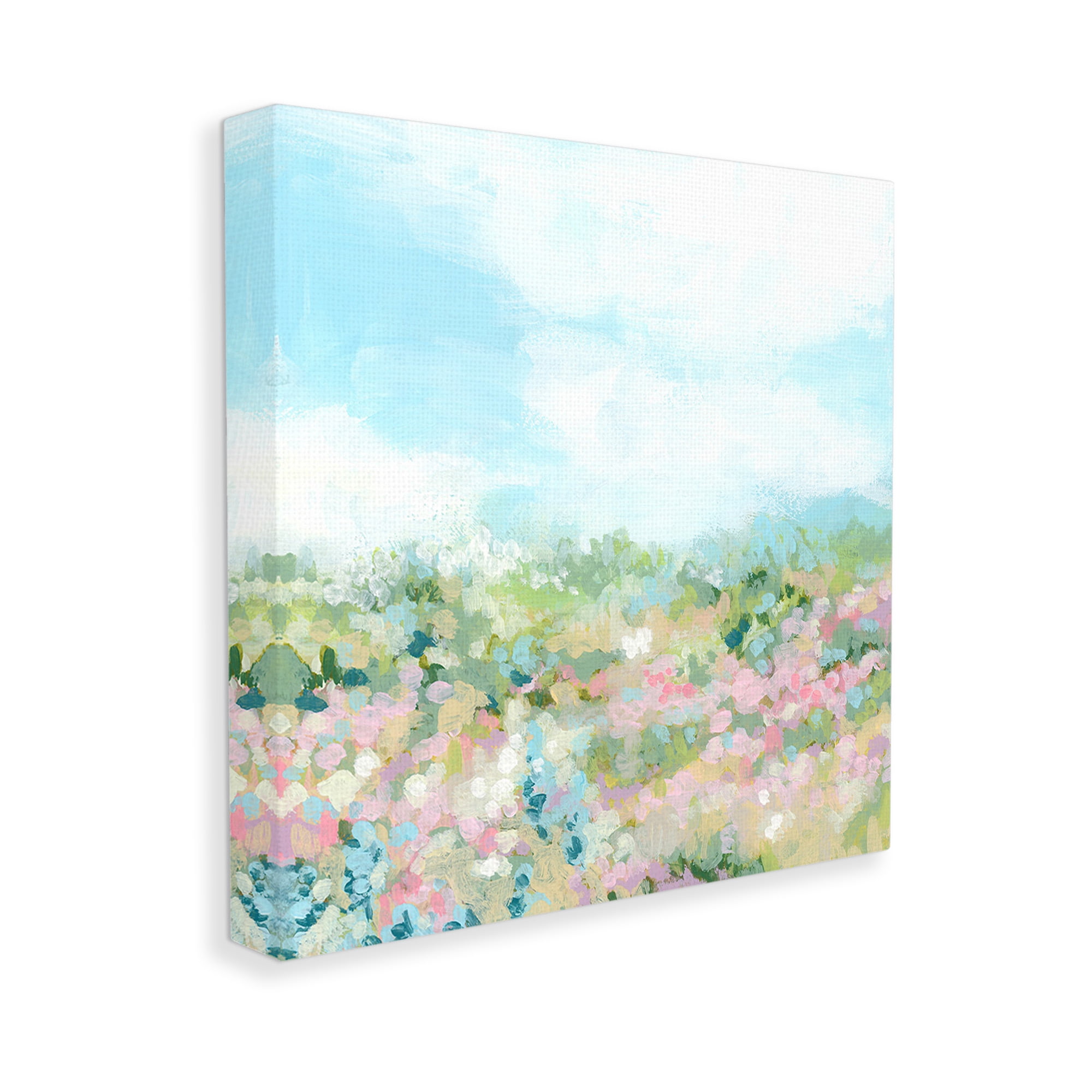 Stupell Industries Pink Speckled Meadow Landscape Painting Gallery Wrapped Canvas Art Print Wall Art, 30 x 30