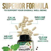 Ashwagandha Supplements - Premium Ashwagandha Capsule for Women & Men, Natural Antioxidant Support Ashwa Root Extract, Extra Strength Calm Support with Black Pepper, Vegan - USA Bottled, 180 Capsules