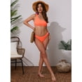 thumbnail image 5 of DARING DIVA Women's Floral One Shoulder Bikini Set Large Fluorescent Orange, 5 of 6