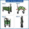 thumbnail image 6 of Collapsible Wagon Cart Foldable Portable Heavy Duty Folding Beach Wagons Outdoor Utility Carts with Large Capacity for Grocery Camping Shopping Fishing Sports Garden Green, 6 of 6