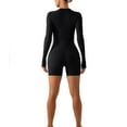 thumbnail image 3 of Women Winter Tight Jumpsuit Sport Yoga Workout Ribbed Zipper Long Sleeve Dance Training Fitness Yoga Suit, 3 of 4