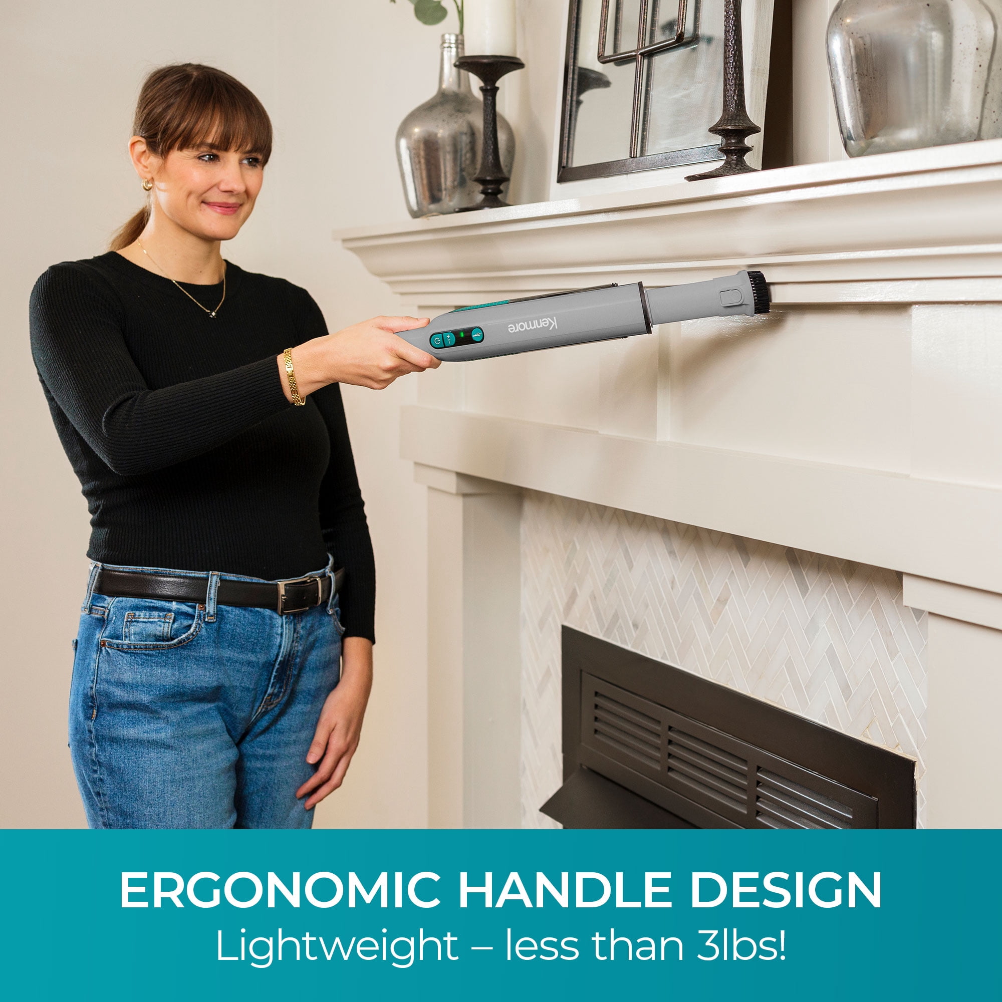 Kenmore 11.1V Cordless Hand Vacuum, Pet Friendly, For Home, Car, Office, Lightweight, Powerful Suction, 2-Speed Control, HV3006, Gray