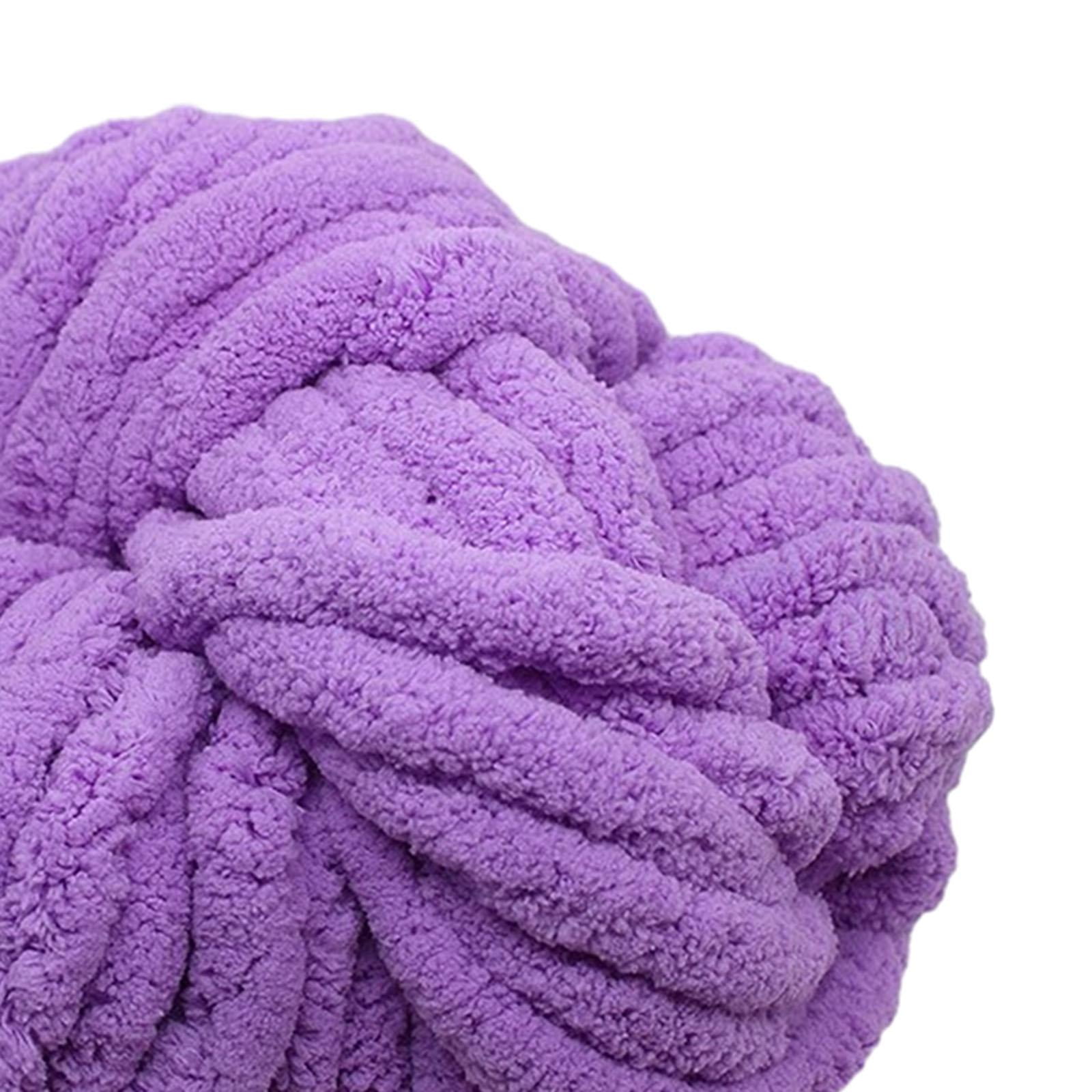 Abbraccia Chunky Chenille Yarn Acrylic Fibers Gauge 7 Jumbo Giant Washable Bulky Yarn Thick Yarn for Sofa Throw Crocheting Hat Blanket Light Violet
