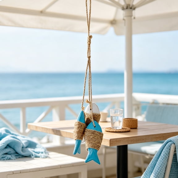 JHRGJIO Sea Themed Wall Decor, Handmade Wooden Beach Hanging Pendant for Home, Nautical Ocean Art Decorative Ornament for Bedroom Bathroom Beach House Living Room