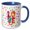 Blue/White, variant on 3drose, Image of Word Love in Bright Colors on Pastel Floating Hearts, 11oz Mug