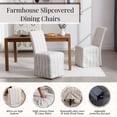 thumbnail image 4 of Dayalane 63" Farmhouse Dining Table Set for 6, Solid Wood Kitchen Table Set with Linen High Back Slipcovered Parsons Dining Chairs for Kitchen Dining Restaurant, 6 Stripe Chairs & 1 Natural Table, 4 of 9