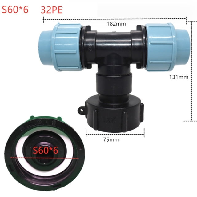 Connecteur Adaptateur de Réservoir Ibc à Filetage Grossier S60X6 pour Raccords Pe 20/25/32 mm