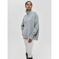 thumbnail image 5 of Women'S High Neck Sweaters Loose Fit Fall Winter Pullover Jumper Tops Silver Grey L, 5 of 7