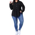thumbnail image 2 of Agnes Orinda Plus Size Shirts for Women Corduroy Peplum Button Down Blouses with Pockets 2X Black, 2 of 6