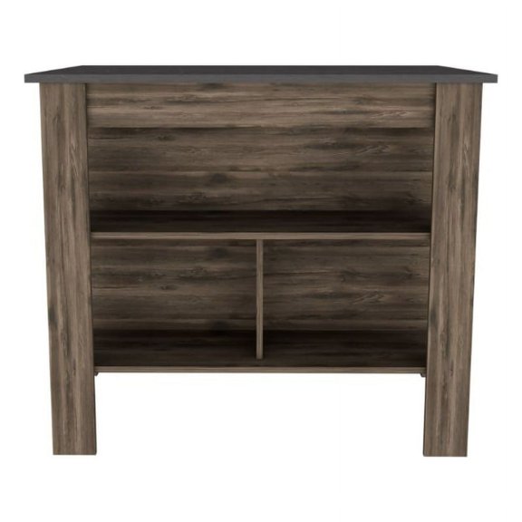FM FURNITURE Brooklyn Modern Minimal Kitchen Island with Three Concealed Shelves