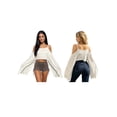 thumbnail image 2 of Argulvti Women's Summer Cold Shoulder Cape Solid Color Cropped Tops Lightweight Flowy T-Shirt, 2 of 9